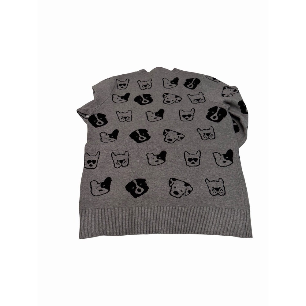 Anthropologie Calligraphie Novelty women's Sweater Dogs Print Grey Size M NWT - Picture 5 of 8